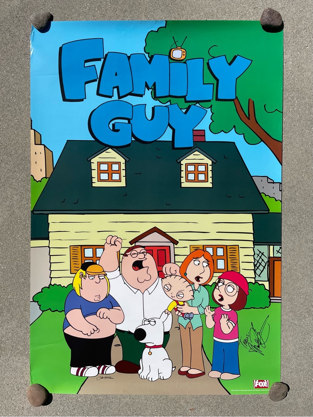 Vtg 1999 Mila Kunis Autographed Family Guy Meg TV Series Full Size Poster 27x40